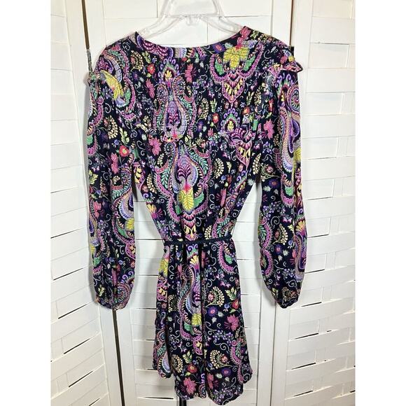 Anthropologie Bohemian Buttons Down Mini Dress Long Sleeves Size XXS Paisley - Picture 10 of 10